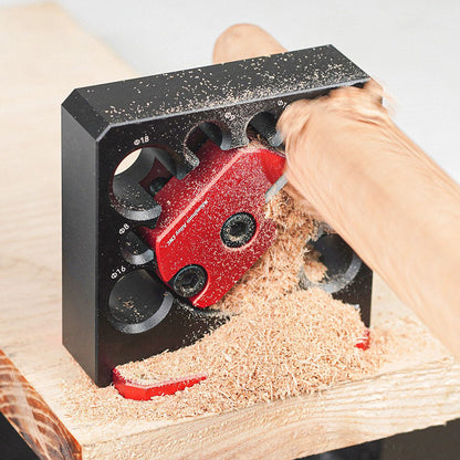 Precision woodworking tool: Electric drill attachment for shaping wood into round dowels.