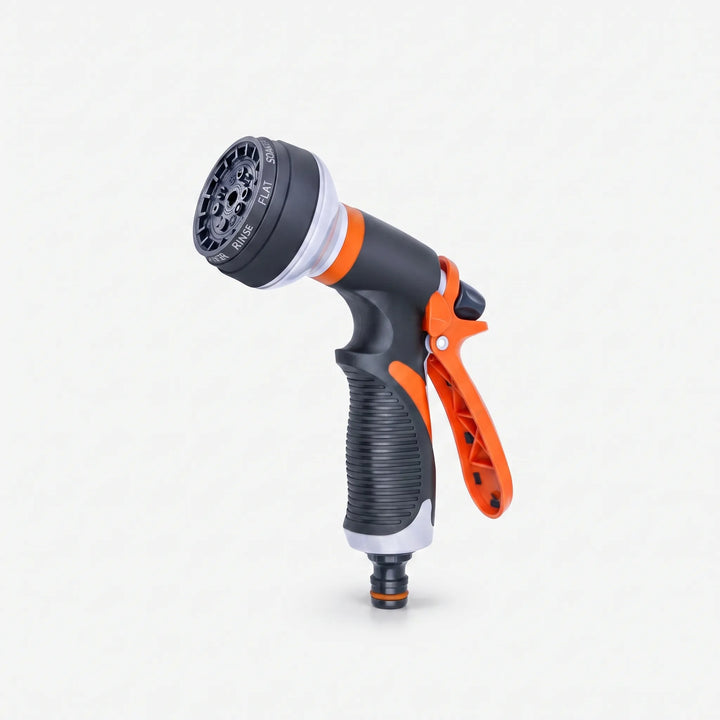 Versatile garden hose sprayer with adjustable multi-pattern nozzle for watering, car wash, and patio cleaning.