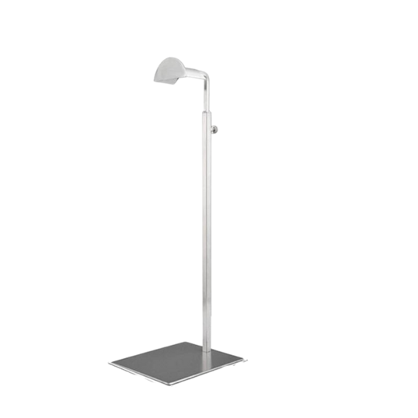 Modern adjustable metal purse organizer and display stand for handbags, suitable for retail or personal use.