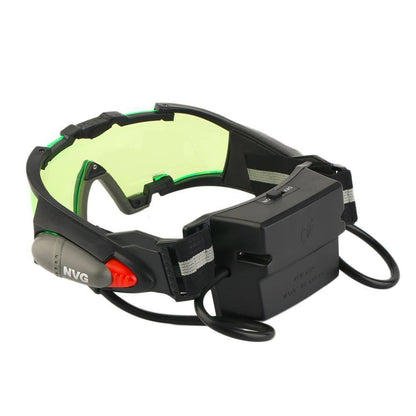 Adventure-ready night vision goggles with comfortable fit and dual flip-out lights for exploration