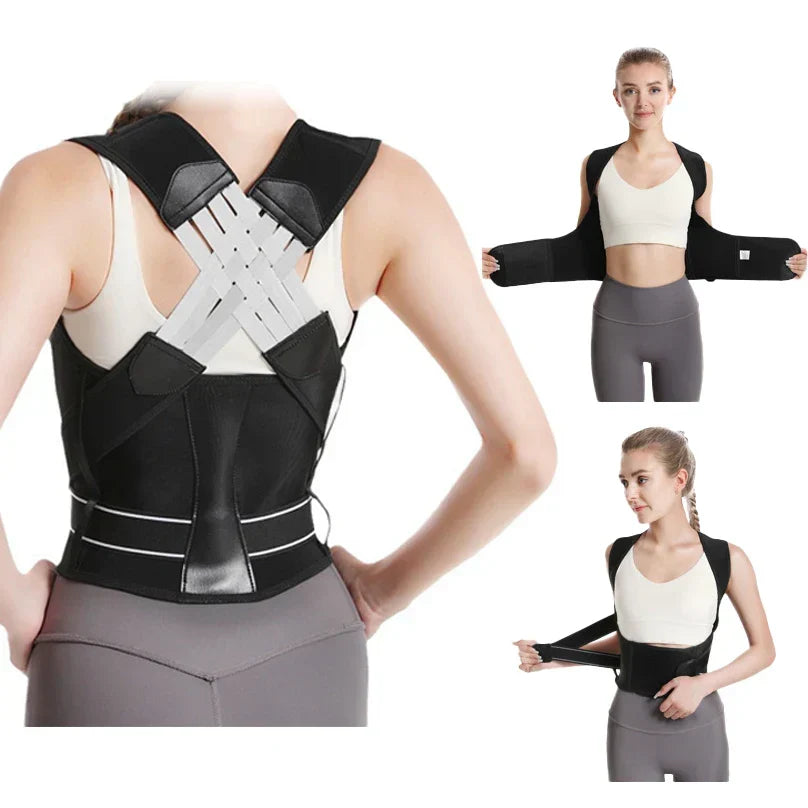 Ergonomic posture corrector for women, providing adjustable back support & pain relief.