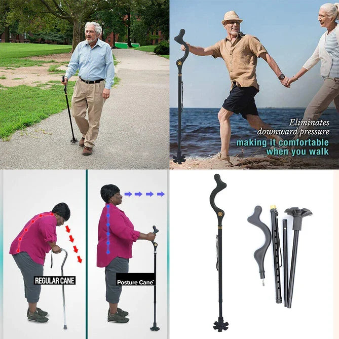 Adjustable walking stick for seniors, designed for improved balance, mobility, and daily stability.