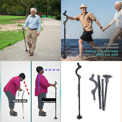 Adjustable walking stick for seniors, designed for improved balance, mobility, and daily stability.