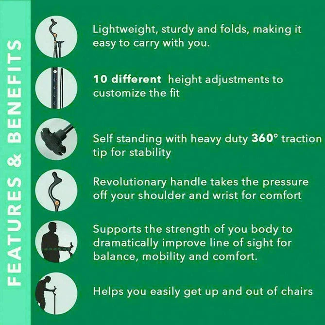 Sturdy, adjustable walking stick for seniors, offering enhanced balance, support, and elderly care.