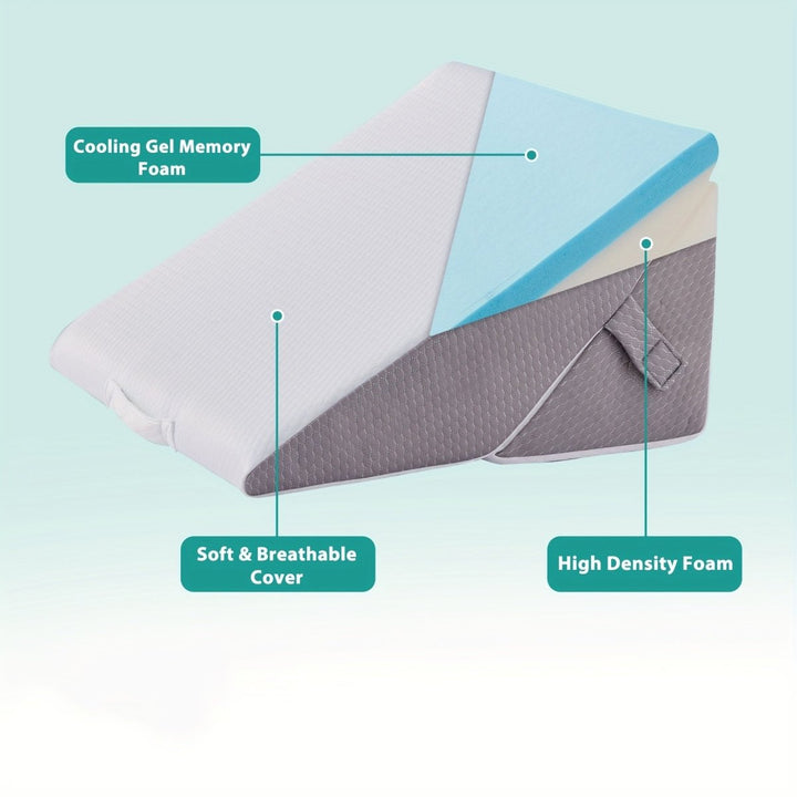 Comfortable wedge pillow for reading, working, or relaxing in bed. Provides essential back & neck posture support.