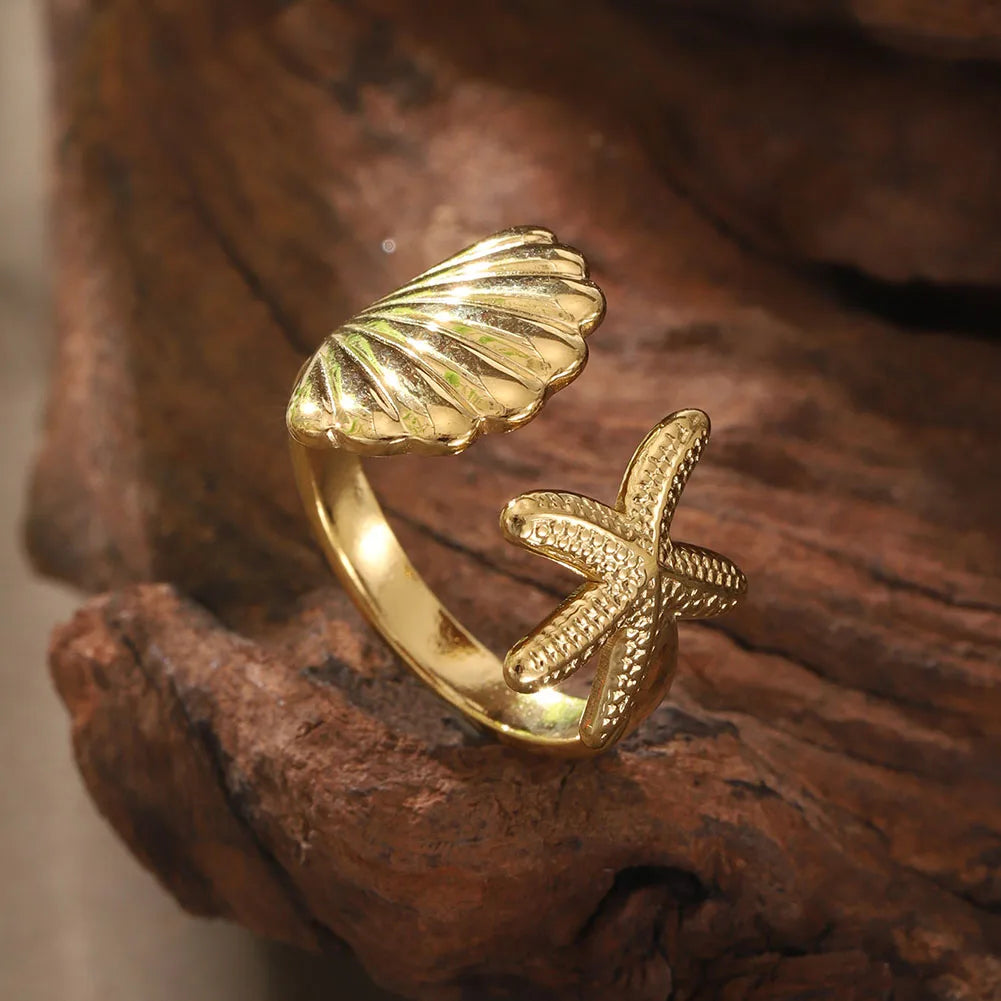 Vibrant enamel seahorse ring set, adjustable stainless steel, capturing the essence of ocean and beach style.