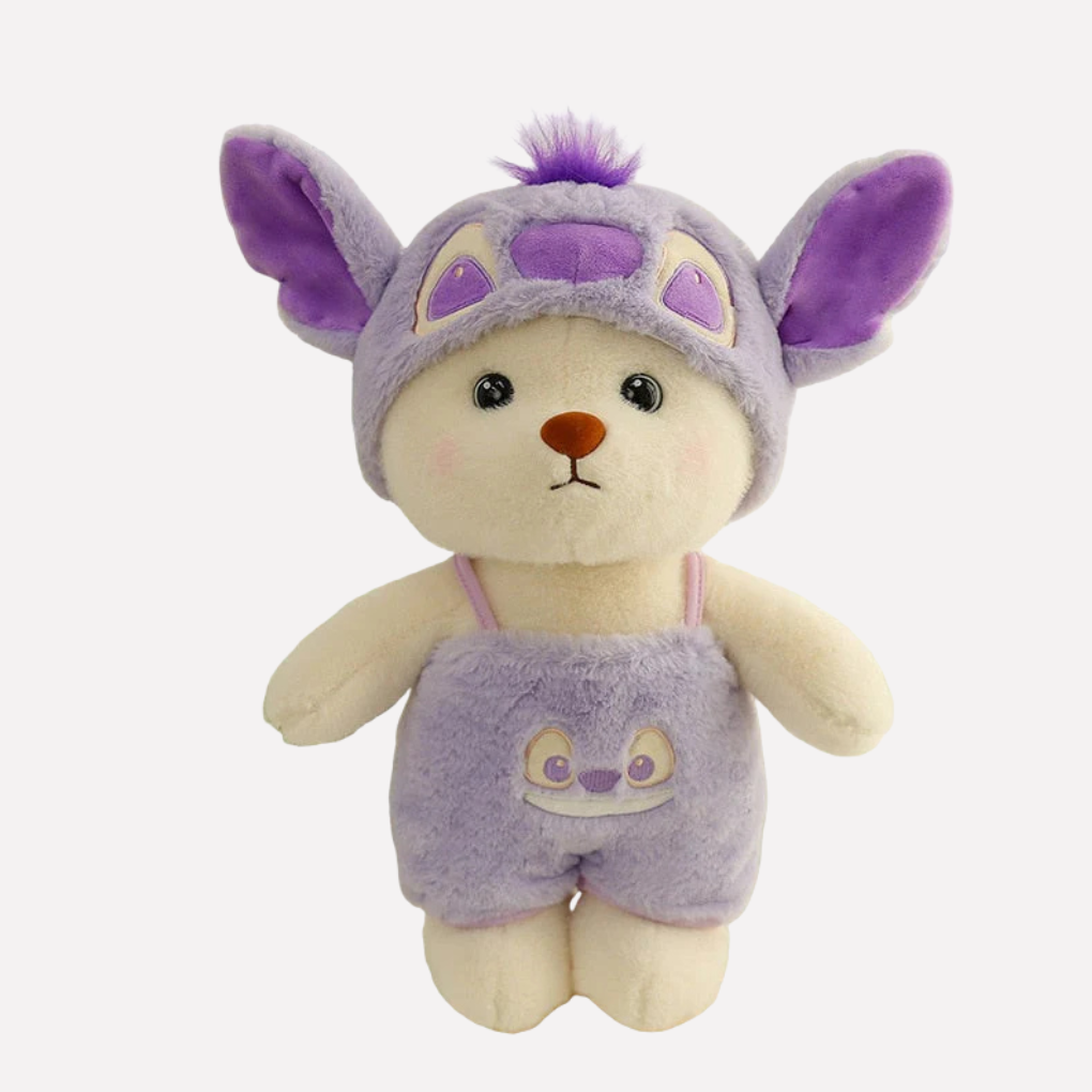 Kids' adorable plush bear stuffed animal with a charming character costume, a super soft cuddly toy.