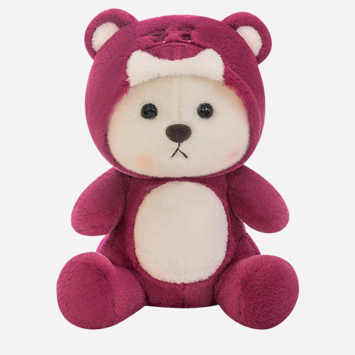 Plush bear with character costume, a versatile cuddly toy, stuffed animal, & cute nursery decor for kids.