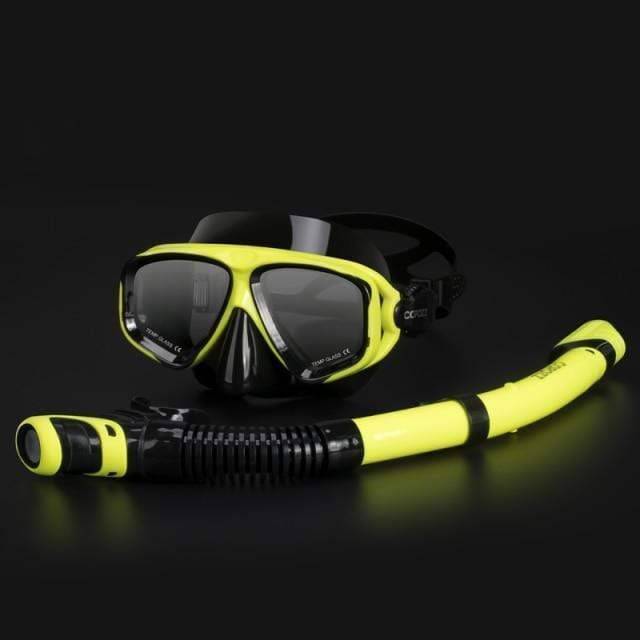 Adult swim set: anti-fog snorkel mask & dry snorkel, panoramic view underwater gear