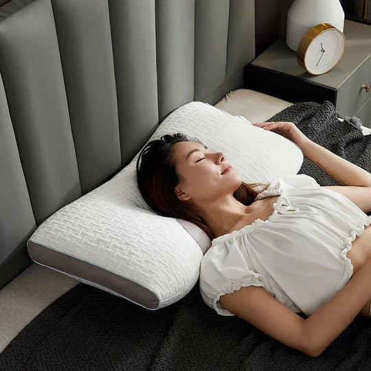 Ergonomic hybrid pillow designed for adults, providing pain relief & deep sleep comfort for neck & shoulder.