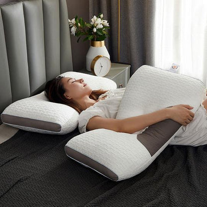 Premium adult hybrid pillow, specifically designed for back & side sleepers needing optimal neck & shoulder support.