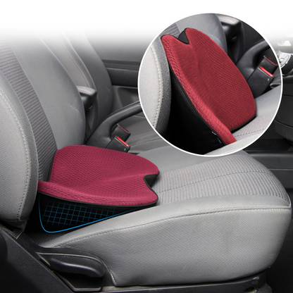 Ergonomic adult car booster seat cushion providing posture support & back pain relief.