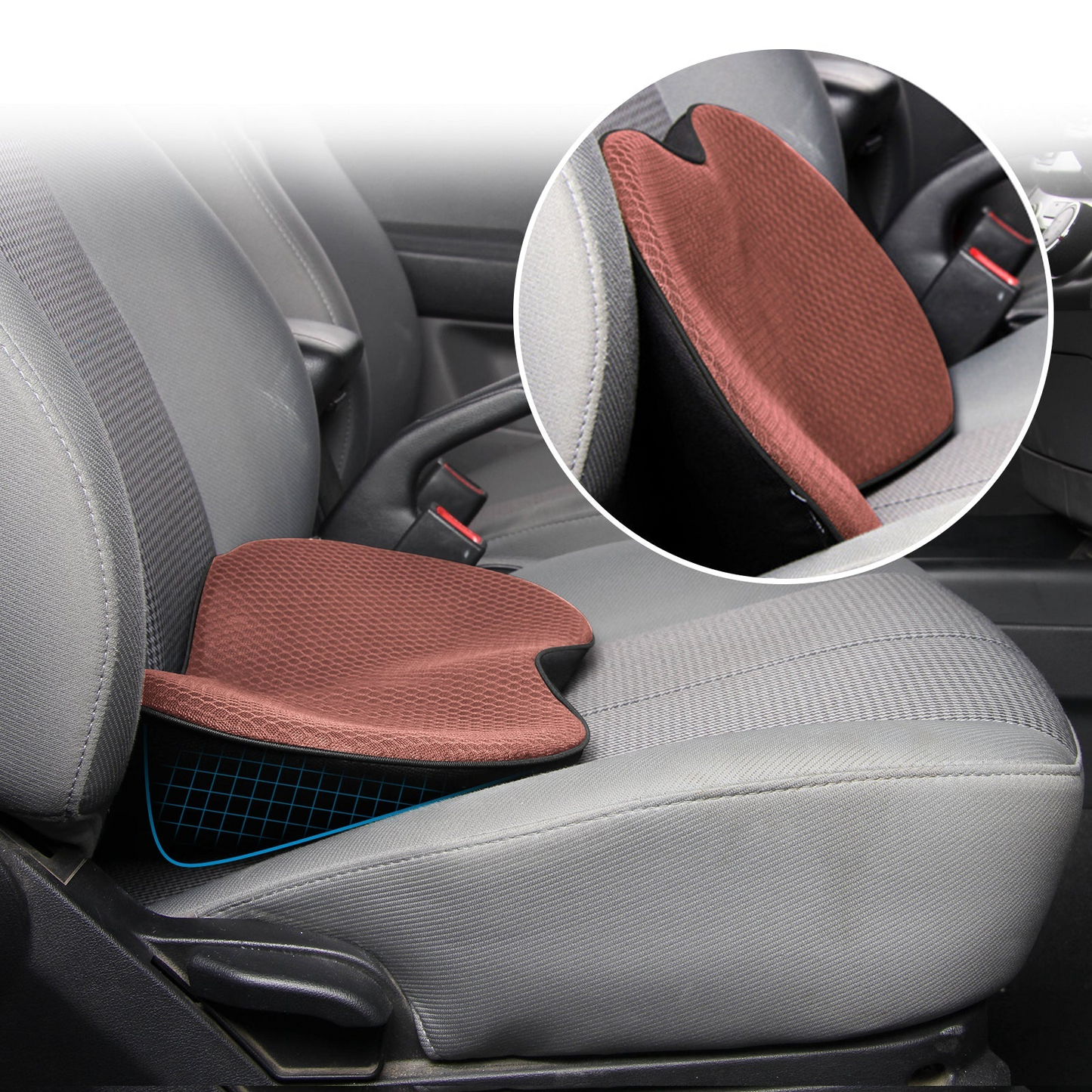 Premium memory foam adult car seat cushion for superior driving comfort & support.