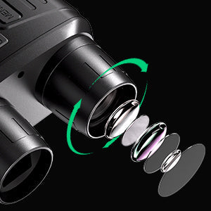 Tactical digital night vision binoculars, infrared-enabled for hunting, security, and outdoor adventure.
