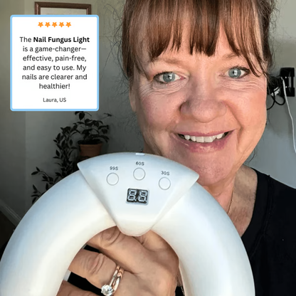 Portable laser device for personal nail fungus treatment. Restores healthy, clear nails with consistent use.