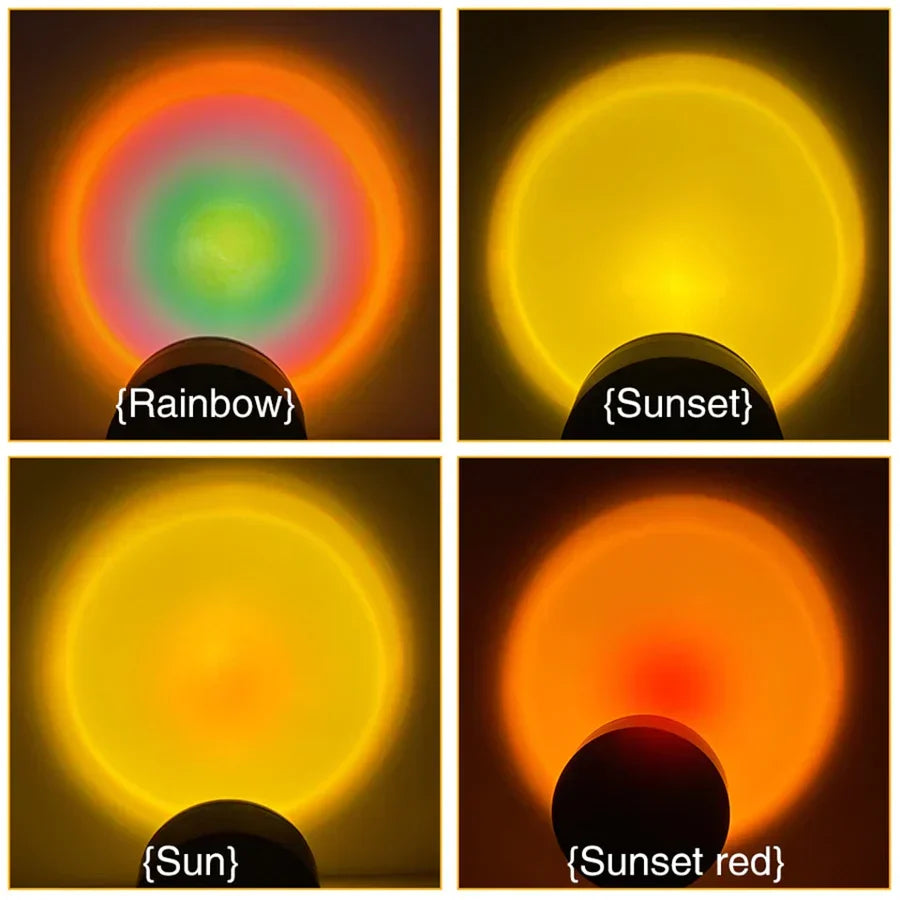 Portable sunset projection lamp, offering adjustable LED lighting for creating custom mood and photo backgrounds.