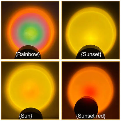 Portable sunset projection lamp, offering adjustable LED lighting for creating custom mood and photo backgrounds.