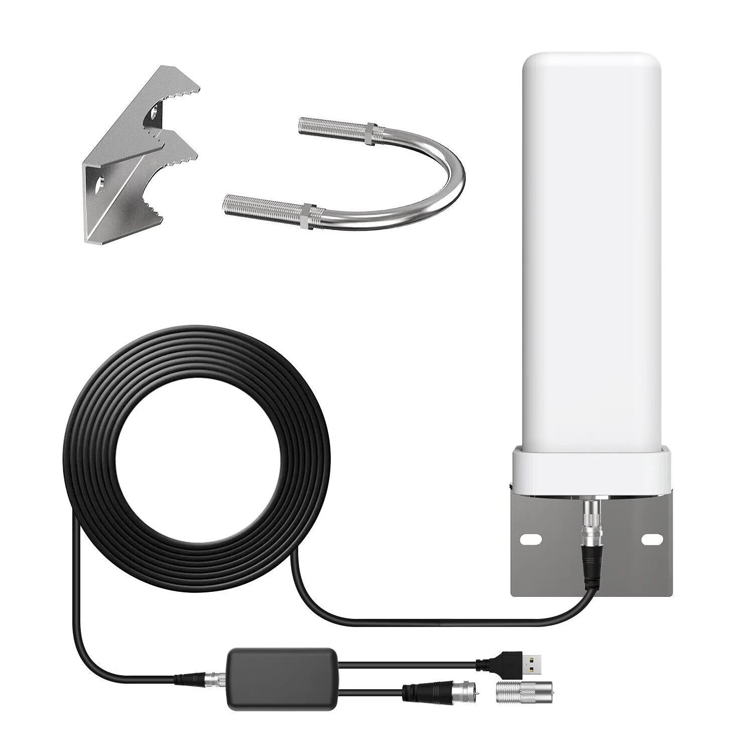 Durable amplified outdoor HDTV antenna, 360° multi-directional for 460-mile free digital TV reception.