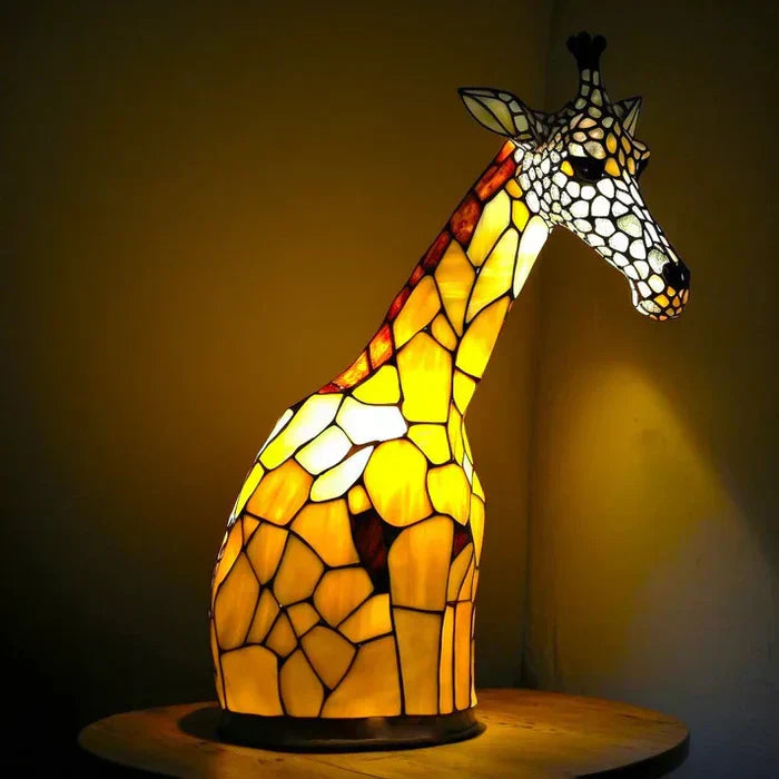Artistic stained glass animal lamp, unique gift for animal lovers.