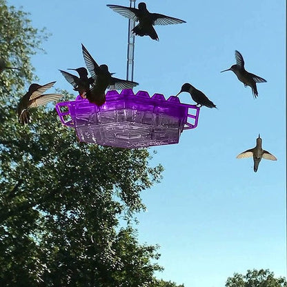 Elegant hanging hummingbird feeder, perfect outdoor decor for attracting wild birds to your garden.