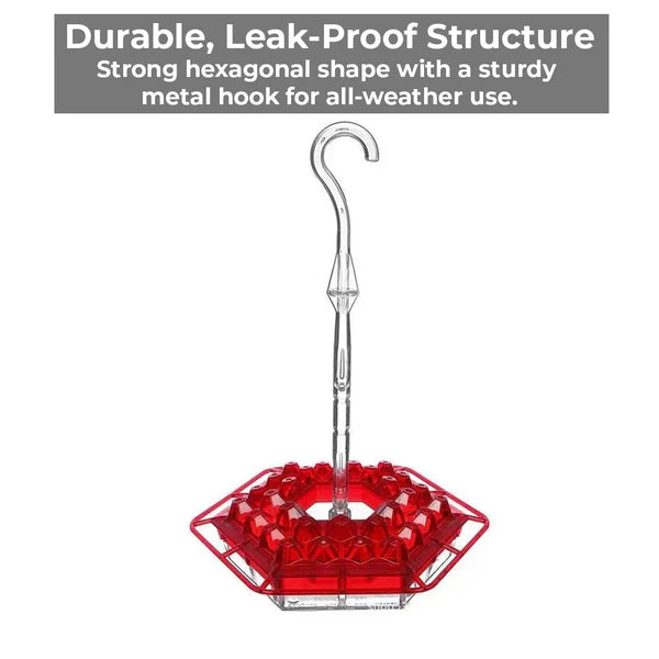 Durable ant-proof hummingbird feeder with 30 bee-resistant ports. Perfect for bird watching, outdoor garden nectar.
