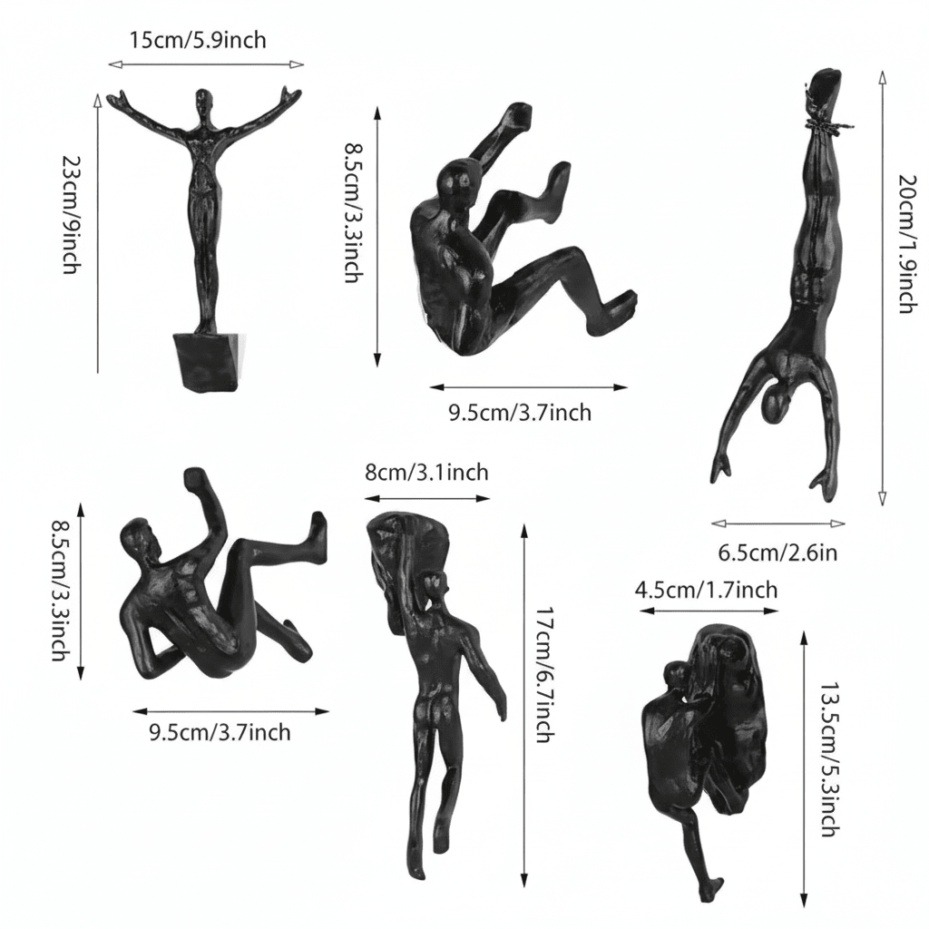 Handmade wall sculpture featuring an artistic climber figure, modern & inspiring.