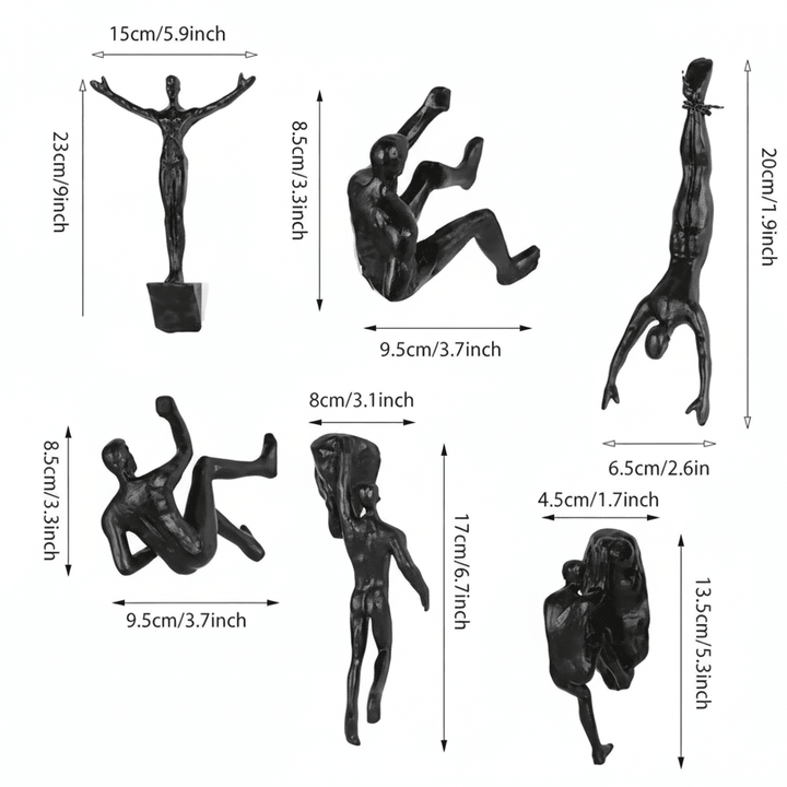 Handmade wall sculpture featuring an artistic climber figure, modern & inspiring.