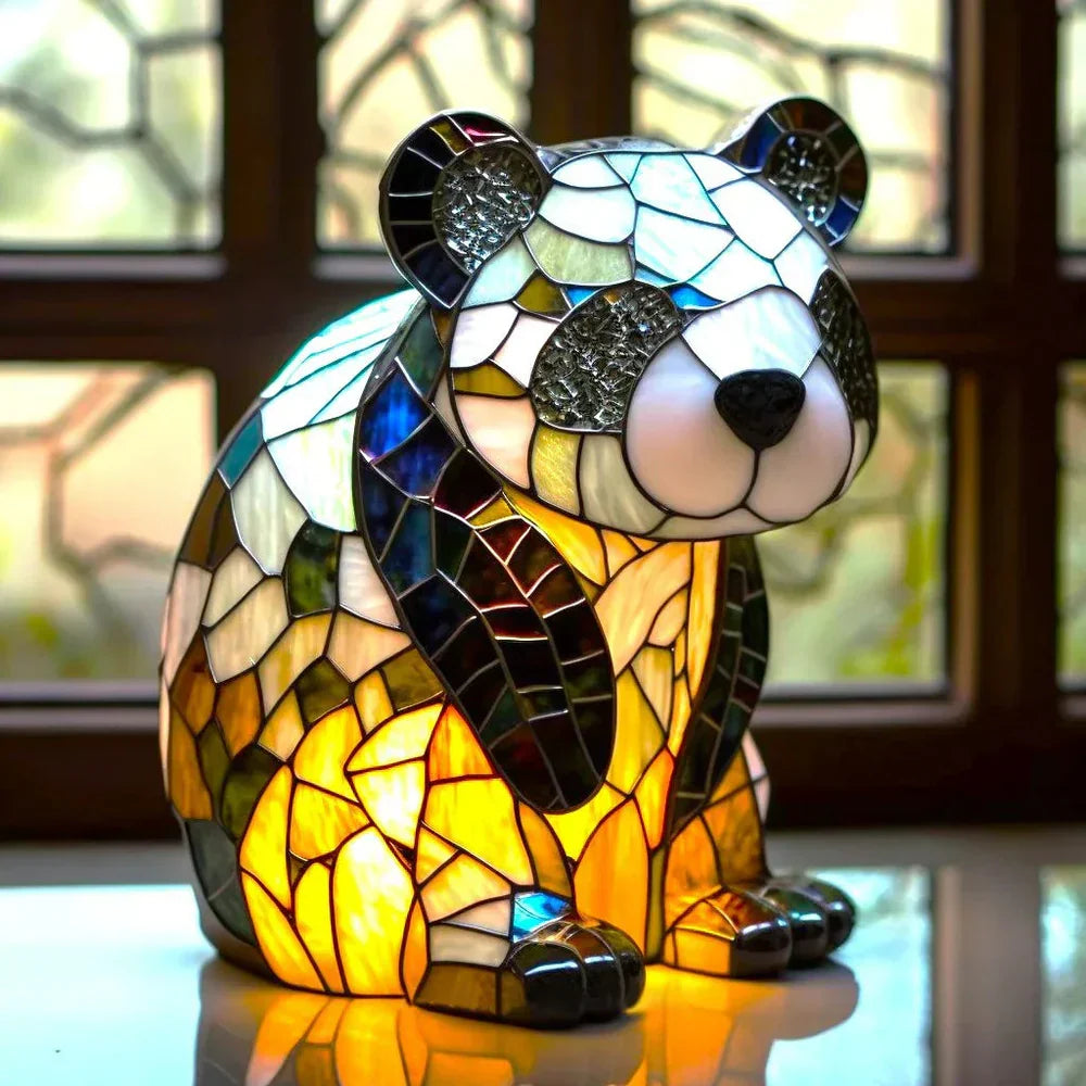 Artistic stained glass animal table lamp, perfect home decor accent light.