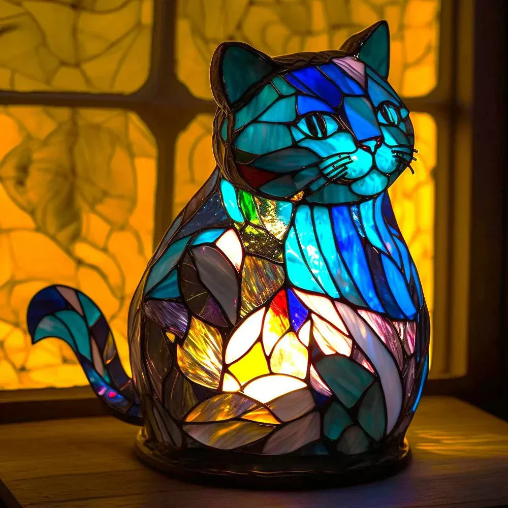 Home decor stained glass animal table lamp, offering soft and decorative lighting.