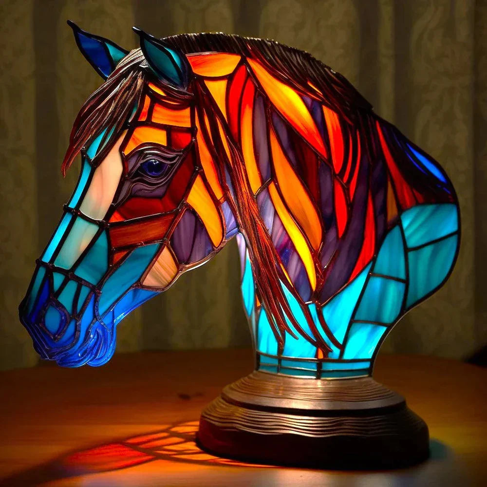 Charming animal art stained glass lamp, a decorative and unique gift for any space.