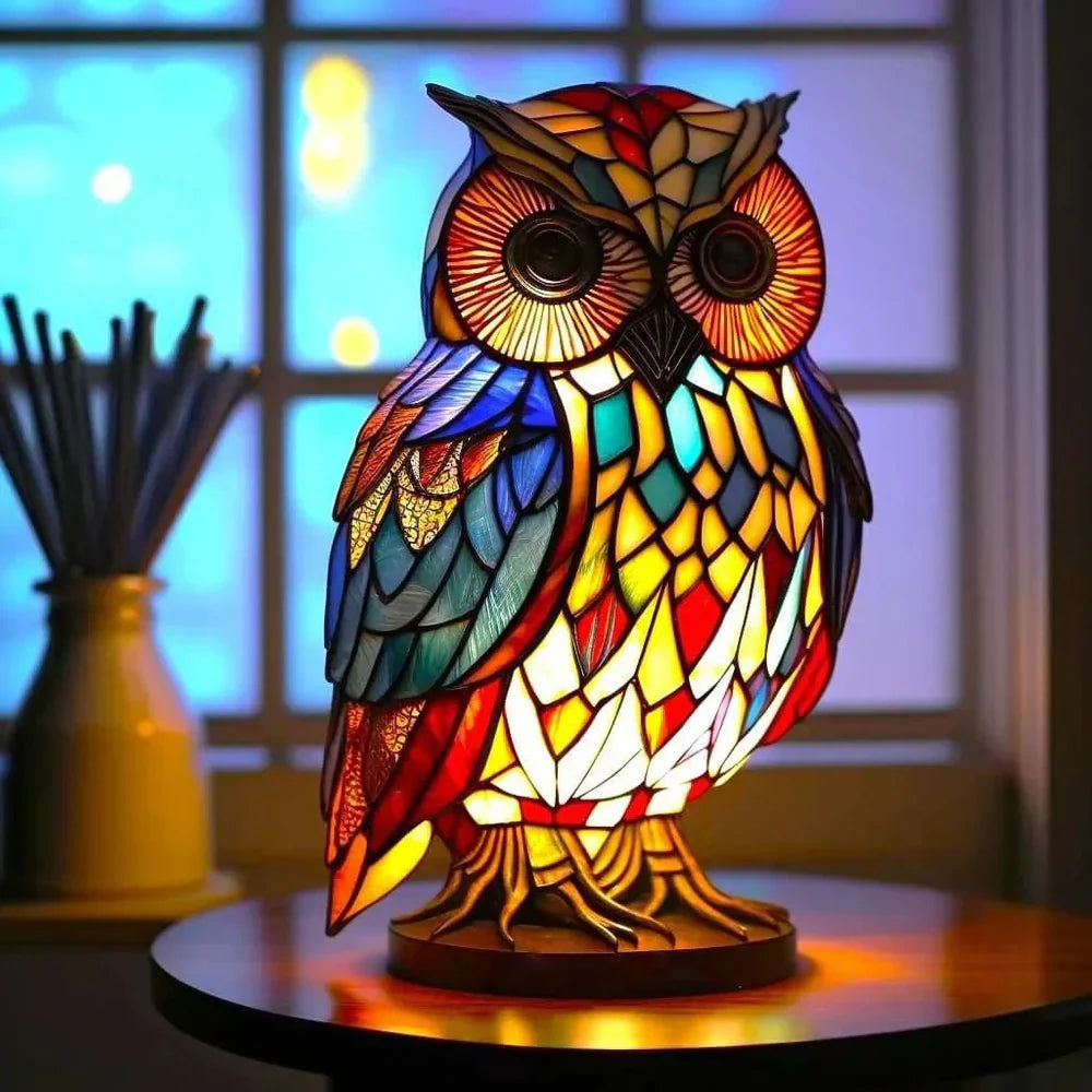 Unique artistic lamp, stained glass animal design, a focal point for home decor.