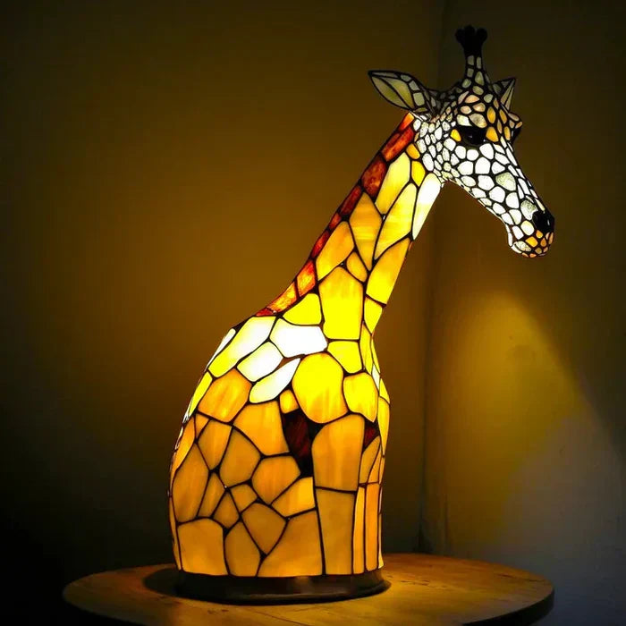 Cozy lighting from an artistic stained glass animal lamp, enhancing any decor.