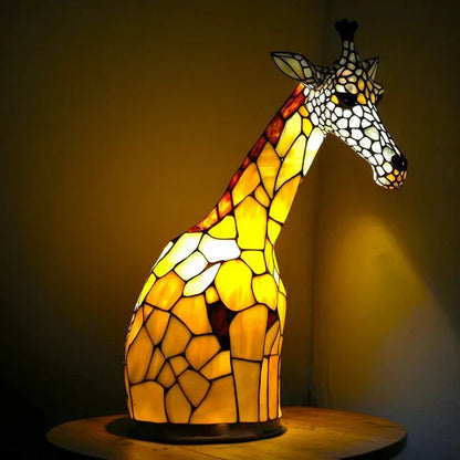 Cozy lighting from an artistic stained glass animal lamp, enhancing any decor.