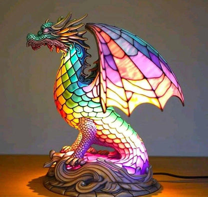 Artistic home decor table lamp, stained glass animal design, accenting any room.