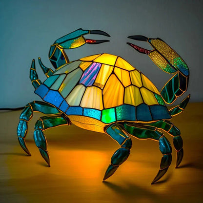 Tabletop stained glass animal lamp, a unique accent light for home decor.