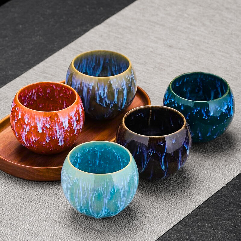 Full Asian-inspired Dragon Egg porcelain teacup set for tea ceremony, featuring multiple unique teacups. Great gift.