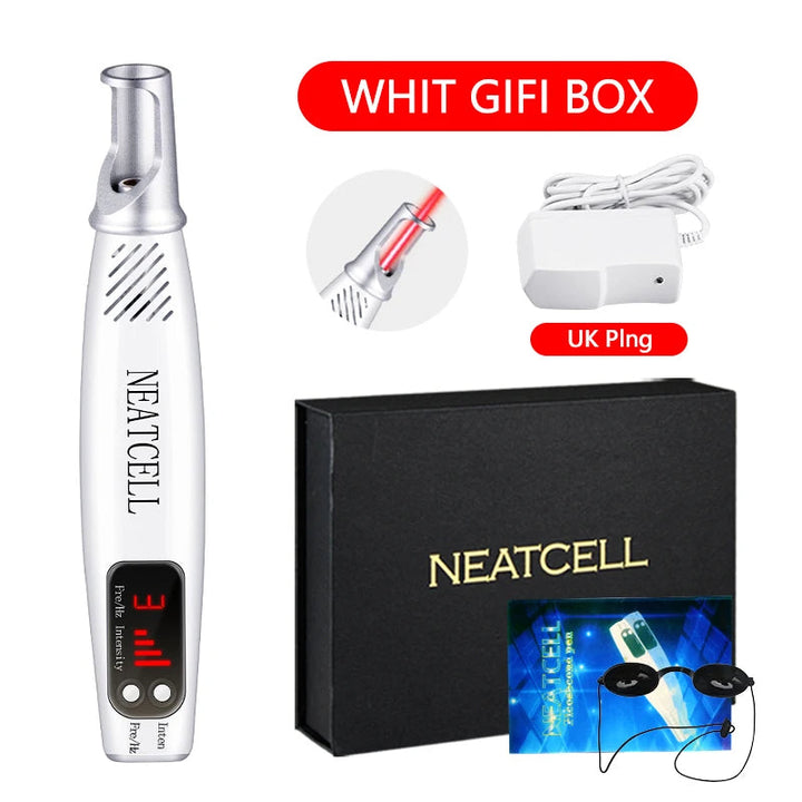 Advanced laser pen treatment for hyperpigmentation, age spots, and tattoo fading.