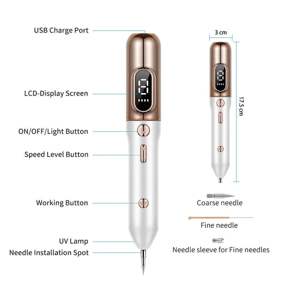 Professional at-home plasma pen for safe skin tag & mole removal. Easy-to-use skincare device for clear skin results.
