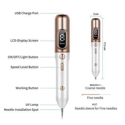 Professional at-home plasma pen for safe skin tag & mole removal. Easy-to-use skincare device for clear skin results.