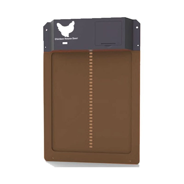 Automatic chicken coop door; predator deterrent & weather resistant. Energy-saving design for chicken protection.