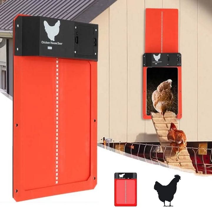Smart light sensor automatic chicken coop door ensuring chicken protection and energy-saving poultry access.