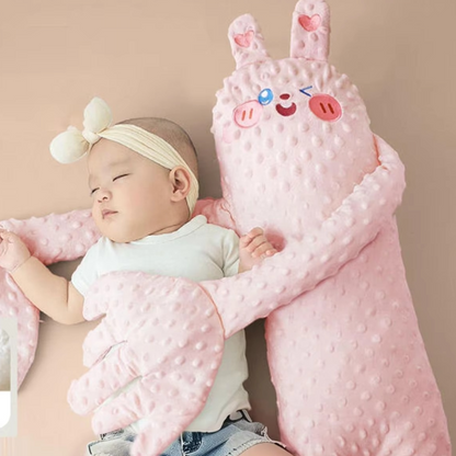 Soft patting pillow comforter providing automatic soothing comfort for babies, promoting calm infant sleep.