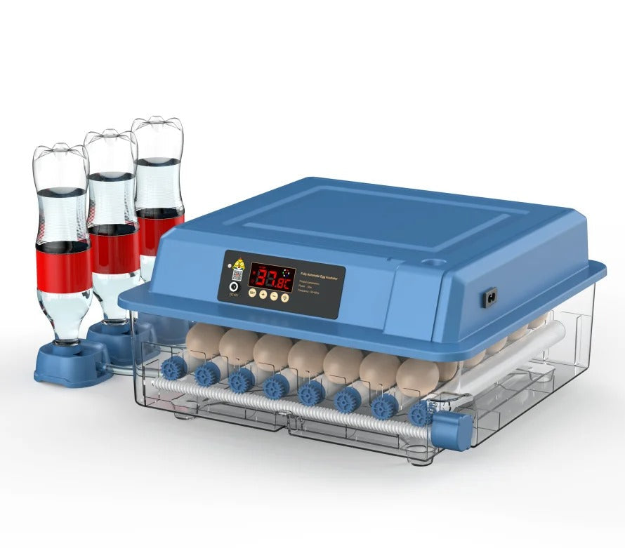 Automatic egg incubator with digital display for home hatching chicken, duck & quail eggs. Smart temperature control.