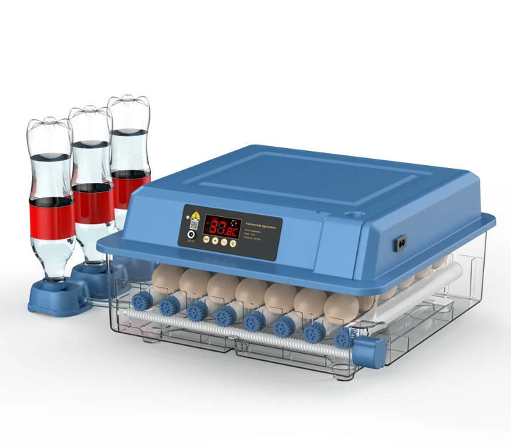 Automatic egg incubator with digital display for home hatching chicken, duck & quail eggs. Smart temperature control.