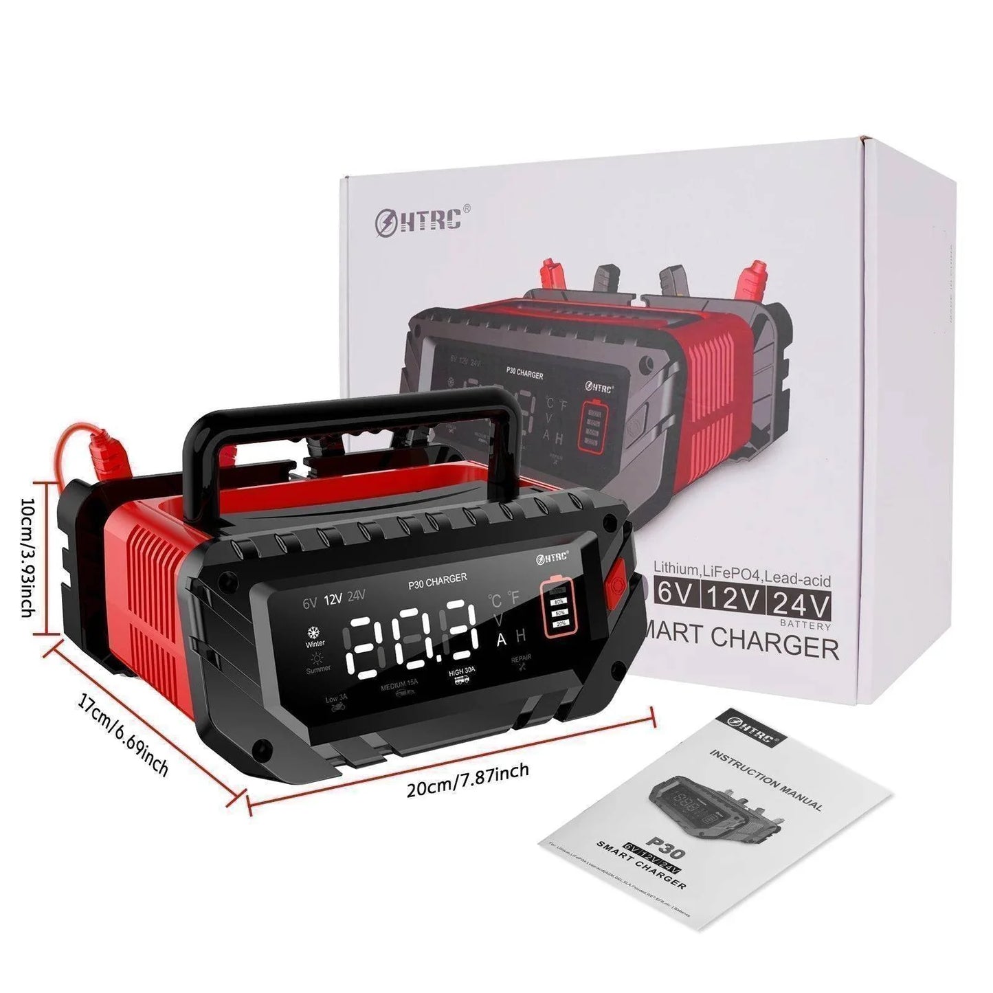 Advanced smart battery charger for consumer electronics, car & motorcycle, supports multiple battery types.