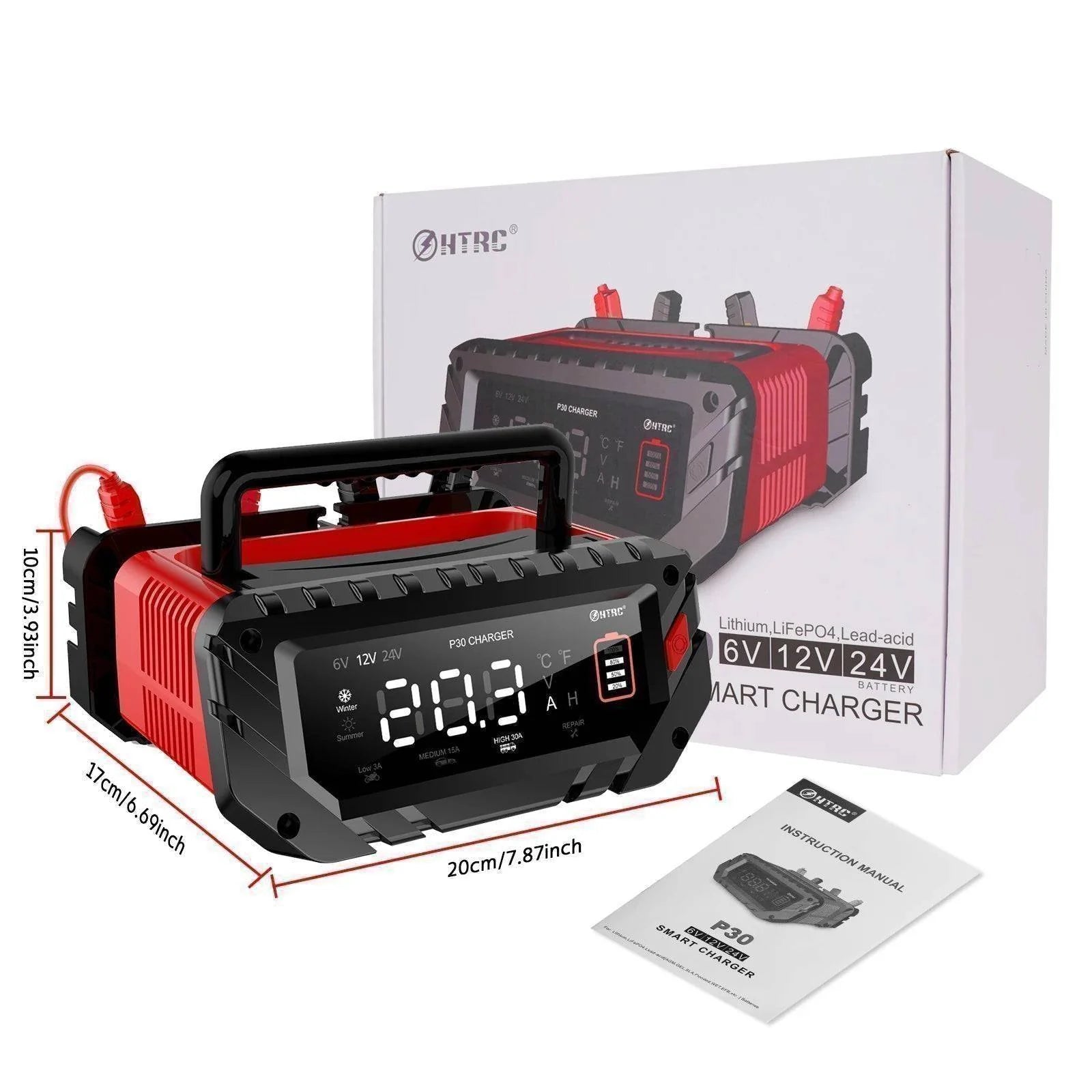 Advanced smart battery charger for consumer electronics, car & motorcycle, supports multiple battery types.