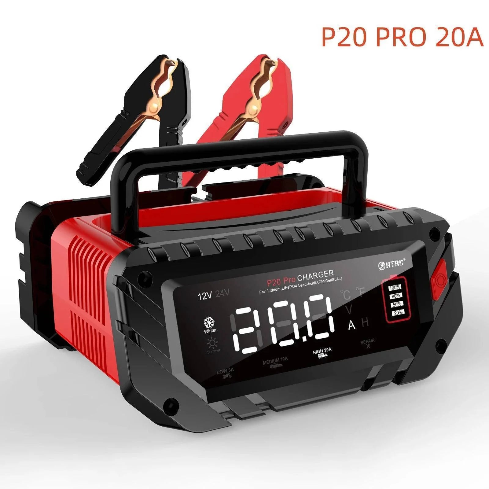 Universal automatic battery charger for motorcycles, cars, and electronics, compatible with LiFePO4/lithium.