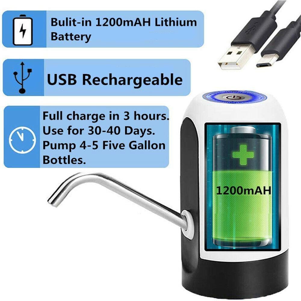 Portable automatic water dispenser with USB charging. Electric pump for 5-gallon bottles, perfect for office or travel.
