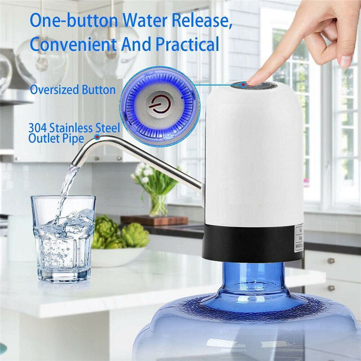 Universal electric water dispenser pump. Automatic 5-gallon bottle switch for easy, spill-free hydration in any setting.