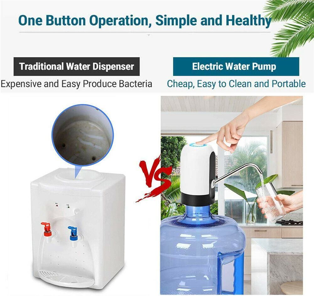 Sleek automatic water dispenser. USB charged, electric pump offers convenient, on-demand hydration for home & office.